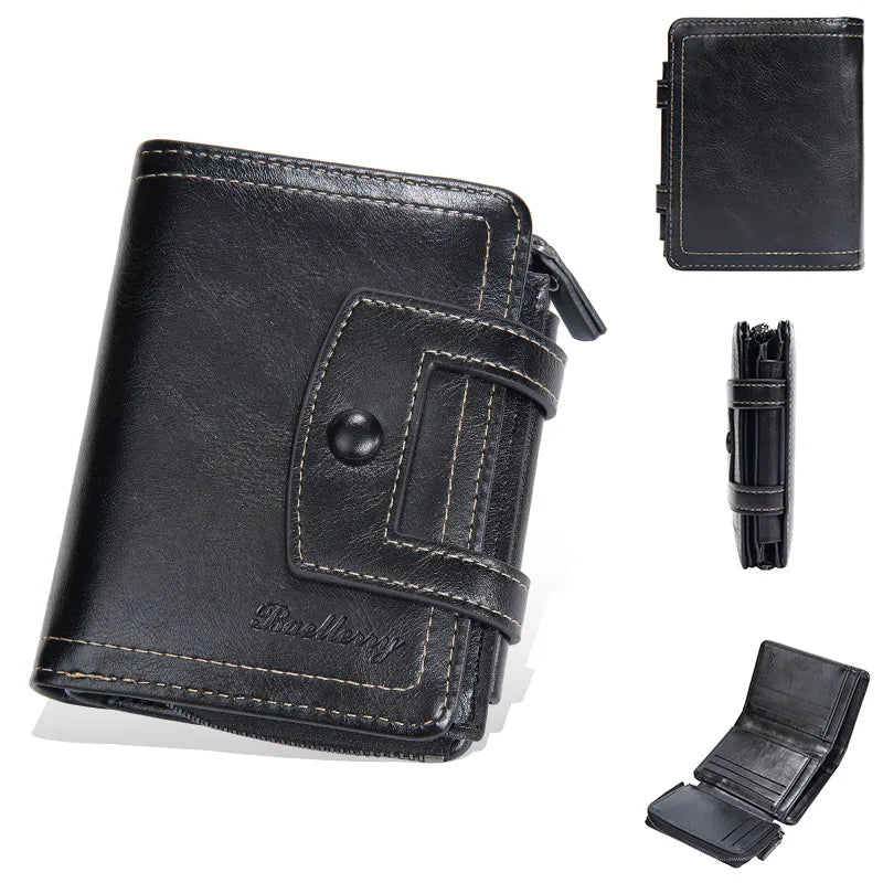 Men's Solid Color Pu Leather Buckle Small Wallets