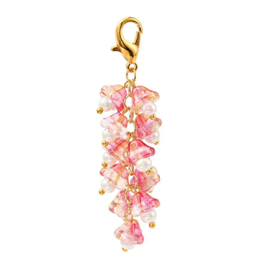 Sweet Simple Style Flower Imitation Pearl Glass Beaded Bag Pendant