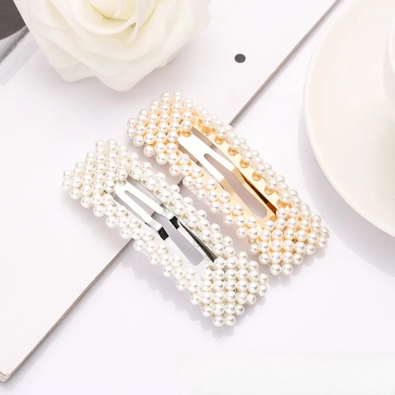 women's elegant simple style rectangle alloy plating inlay artificial pearls hair clip