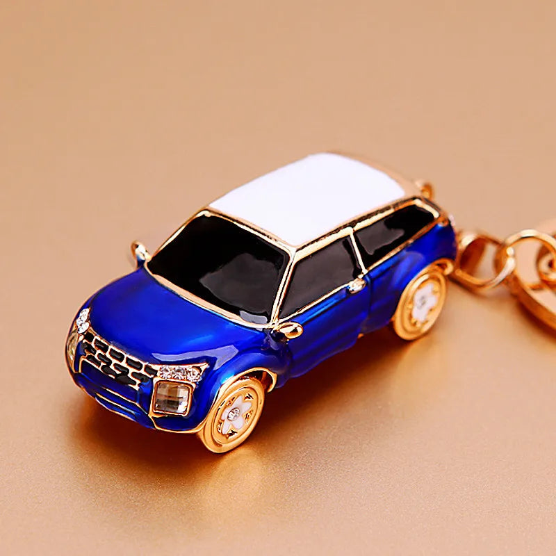 cute car metal diamond women's bag pendant keychain