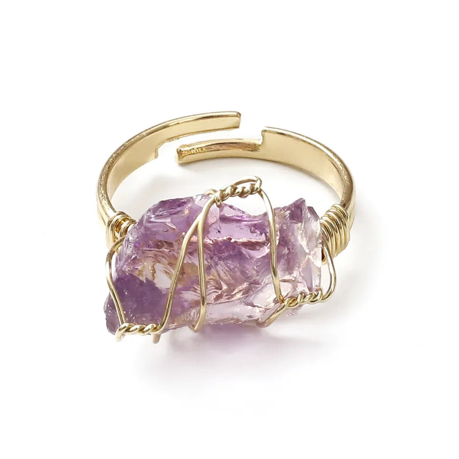 fashion irregular natural stone copper plating rings 1 piece