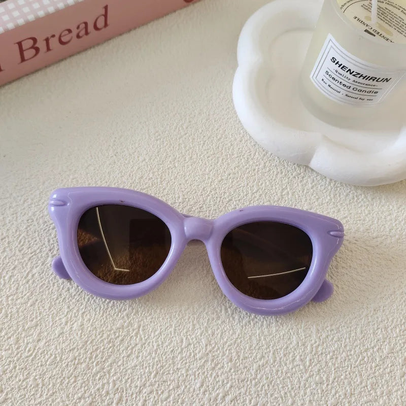 Sweet Simple Style Solid Color Resin Special-Shaped Mirror Full Frame Kids Sunglasses