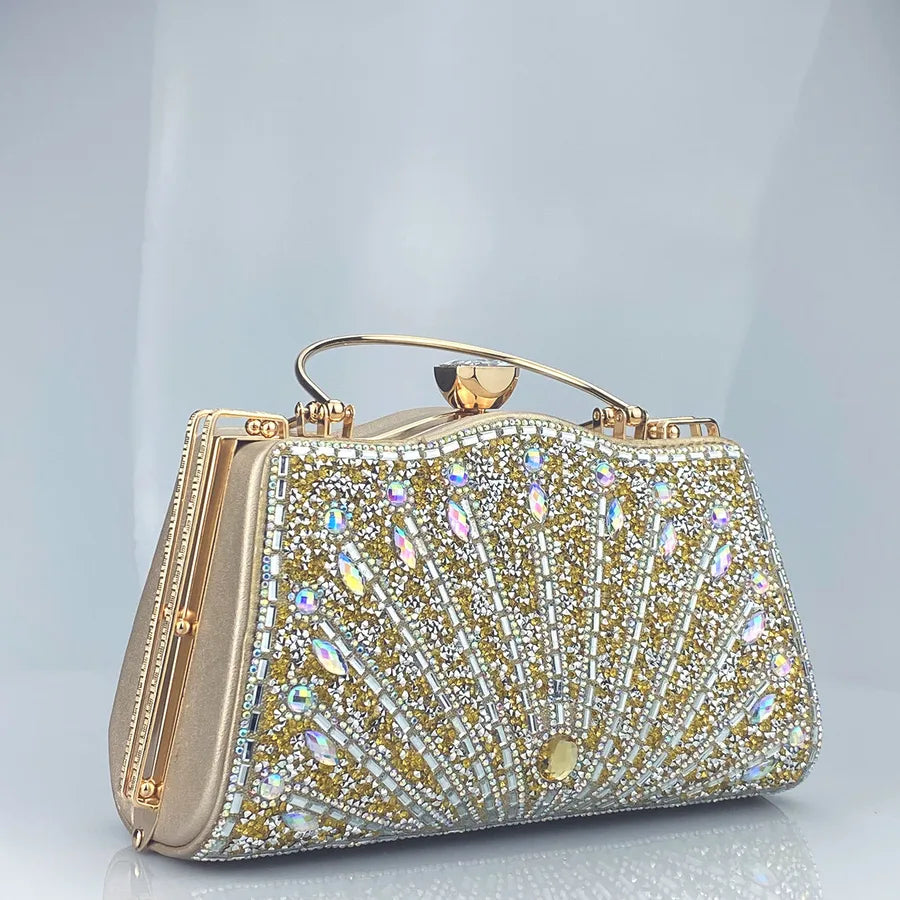 Black Gold Blue Pu Leather Solid Color Evening Bags