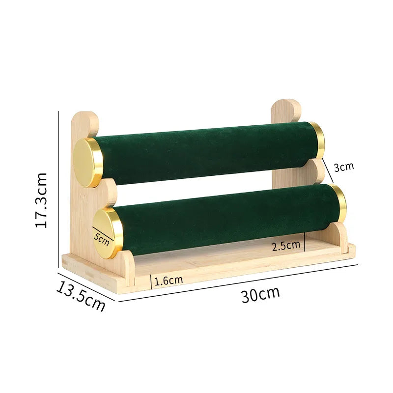 Premium Bamboo Wooden Jewelry Display Stand Bracelet Watch Headband Earring Storage Holder Live Broadcast Props Ornament Rack