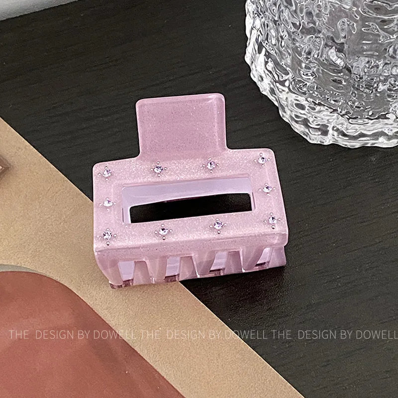 Dove Fashion New Style Square Hollow Out Diamond Geometric Hair Clips Small Size Shark Clamp Simple Hair Accessories