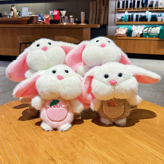 Creative Cartoon Plush Fruit Rabbit Keychain Cute Delicate Bag Pendant Couple Gift Small Soft Toys Earphone Strap
