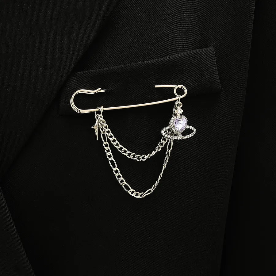 Quirky Geometric Heart Shaped Hairpins For Men And Women Elegant Lapel Pins Trendy Tassel Accessories Fashionable Brooches
