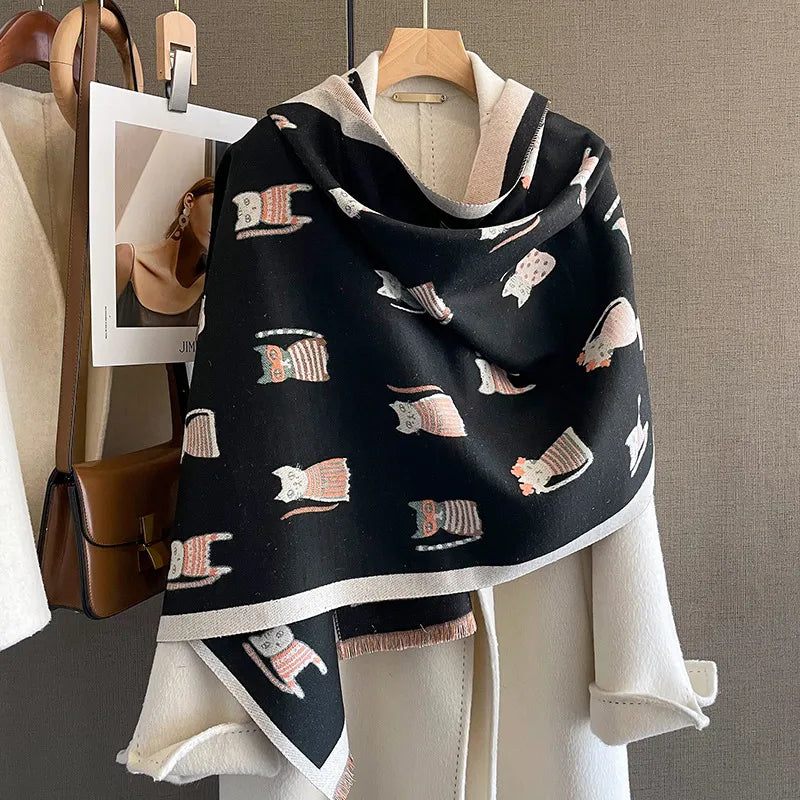 Women's Basic Color Block Imitation cashmere Printing Scarf