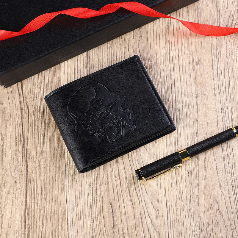 Men's Skull Pu Leather Flip Cover Small Wallets