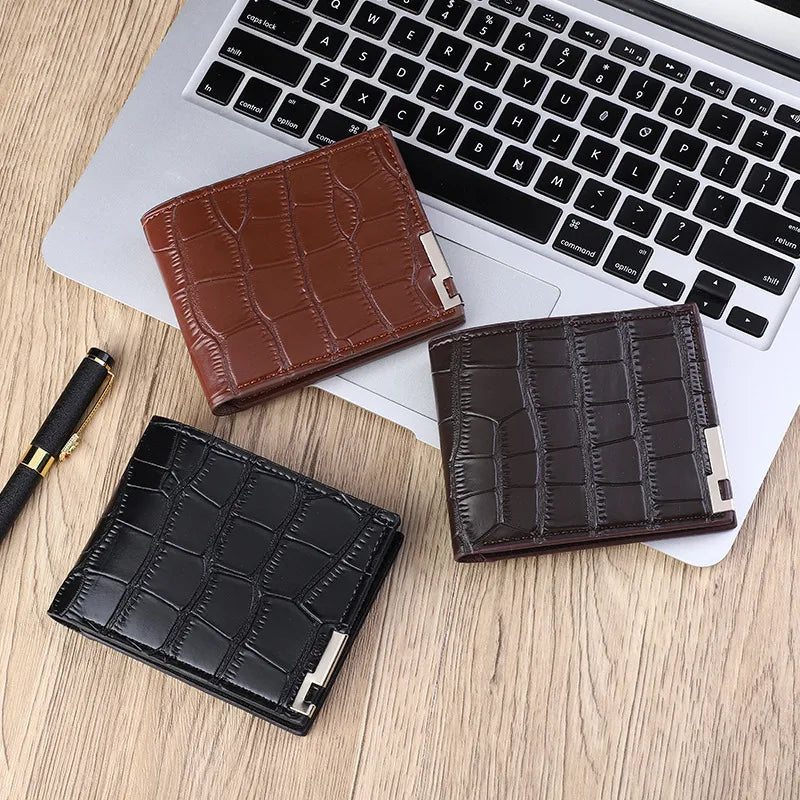 Men's Solid Color Pu Leather Open Small Wallets