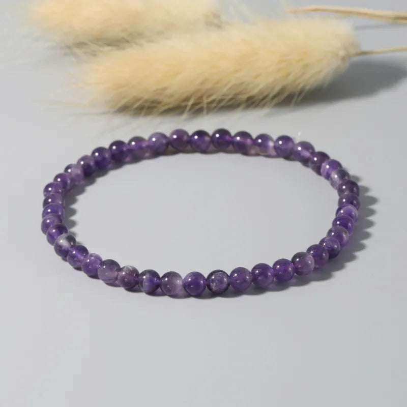 Explosions 4mm Natural Stone Mini Energy Bracelet Women's Gone Beads Semi-precious Stacked Jewelry Bracelet