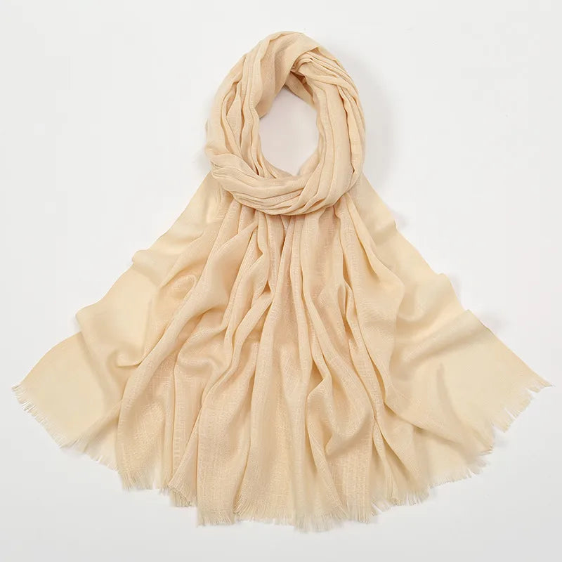 Unisex Simple Style Solid Color Slub Cotton Tassel Scarf