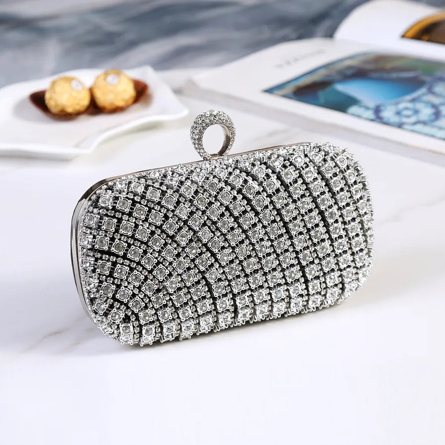 Metal Geometric Diamond Oval Evening Bags