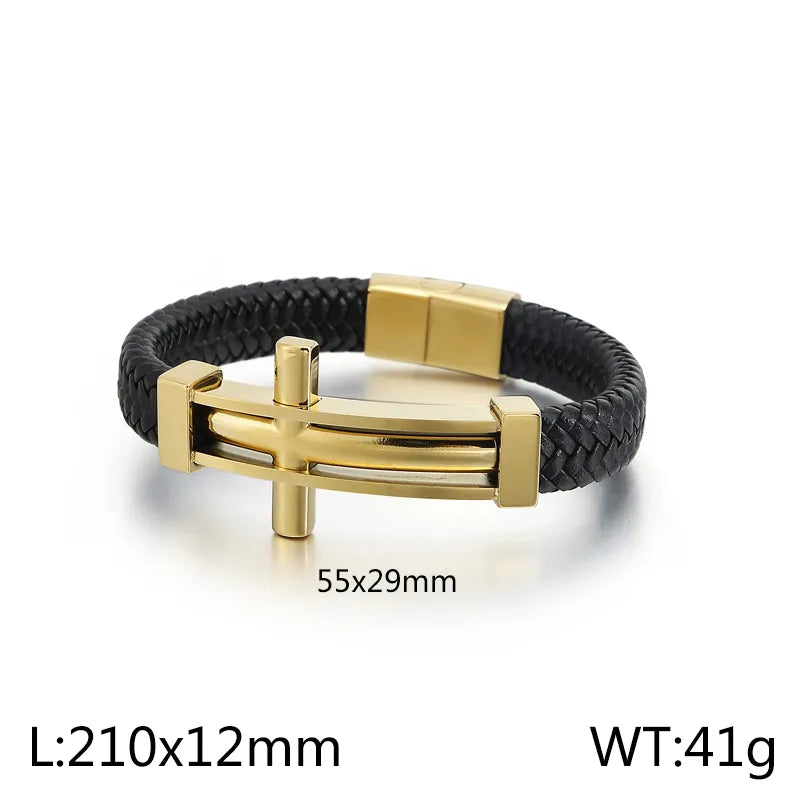 hip-hop punk cross titanium steel plating men's bangle