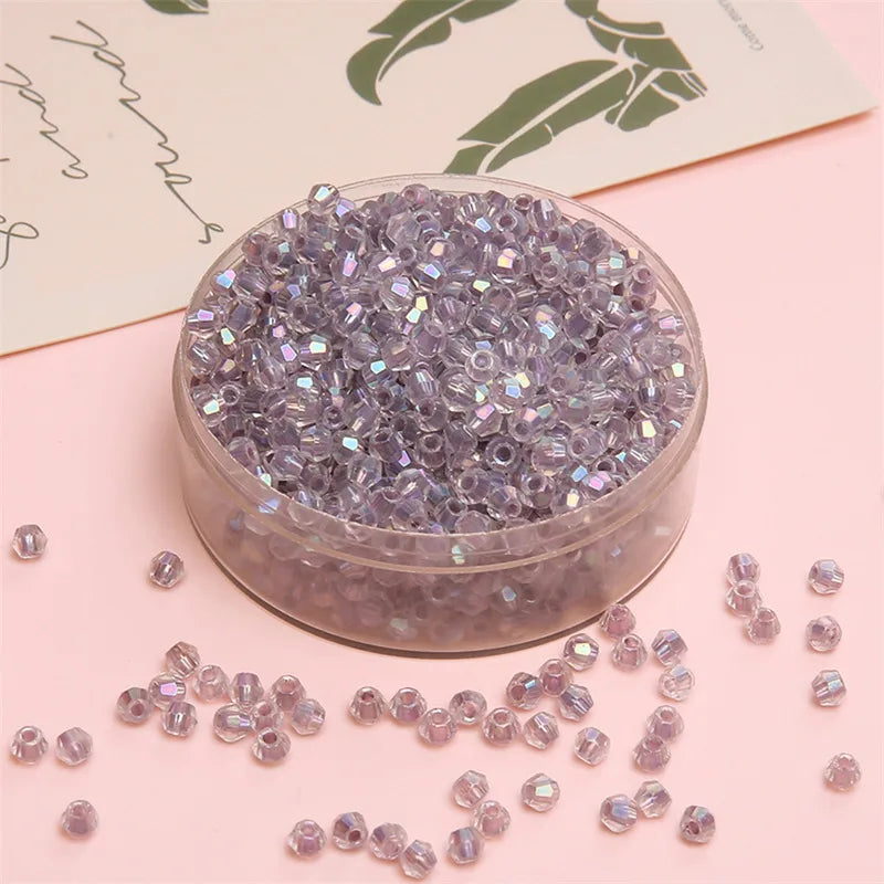 4mm Facet Rainbow Rhombus Crystal Beads Glass DIY Handmade Loose Beads Material Jewelry Accessories Ornament Making Kit