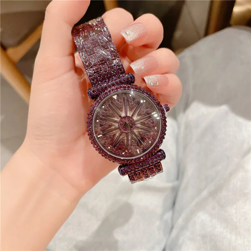 Luxurious Shiny Solid Color Butterfly Double Snap Quartz Watch