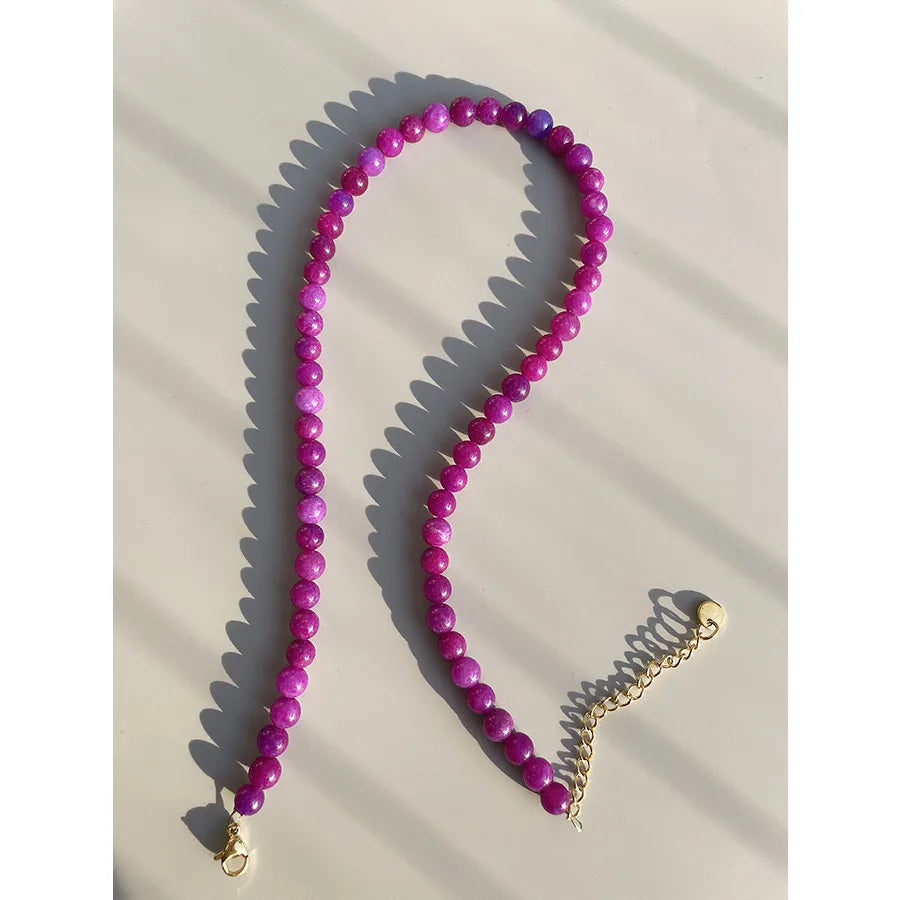 Simple Style Geometric Beaded natural stone Titanium Steel 18K Gold Plated Necklace In Bulk