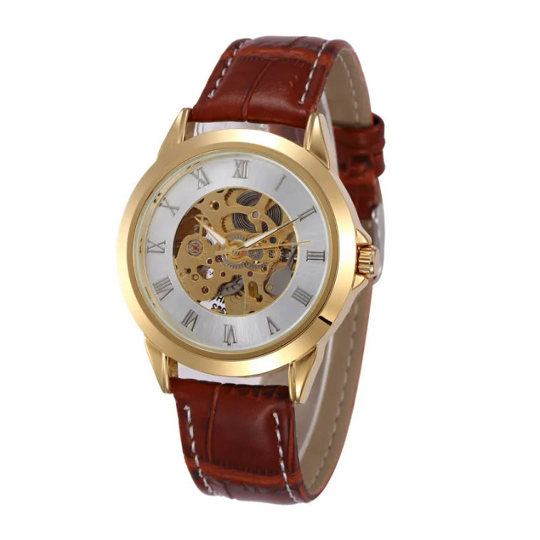 Retro Color Block Butterfly Double Snap Buckle Mechanical Watch Men's Watches