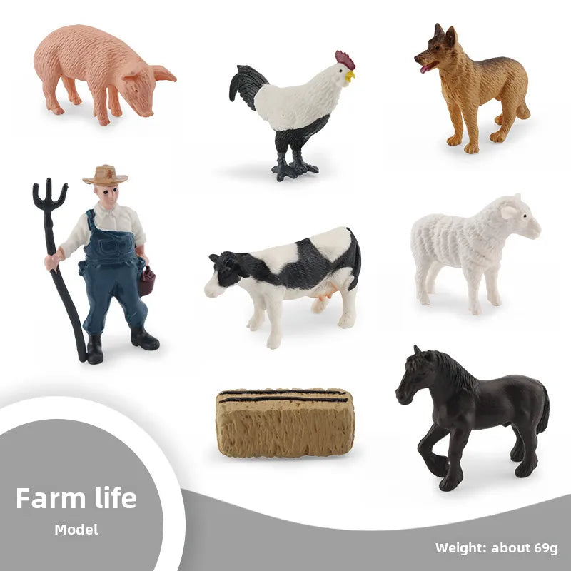 simulation mini farm poultry chicken duck goose cow gold small animal miniature model sand table ornaments wholesale