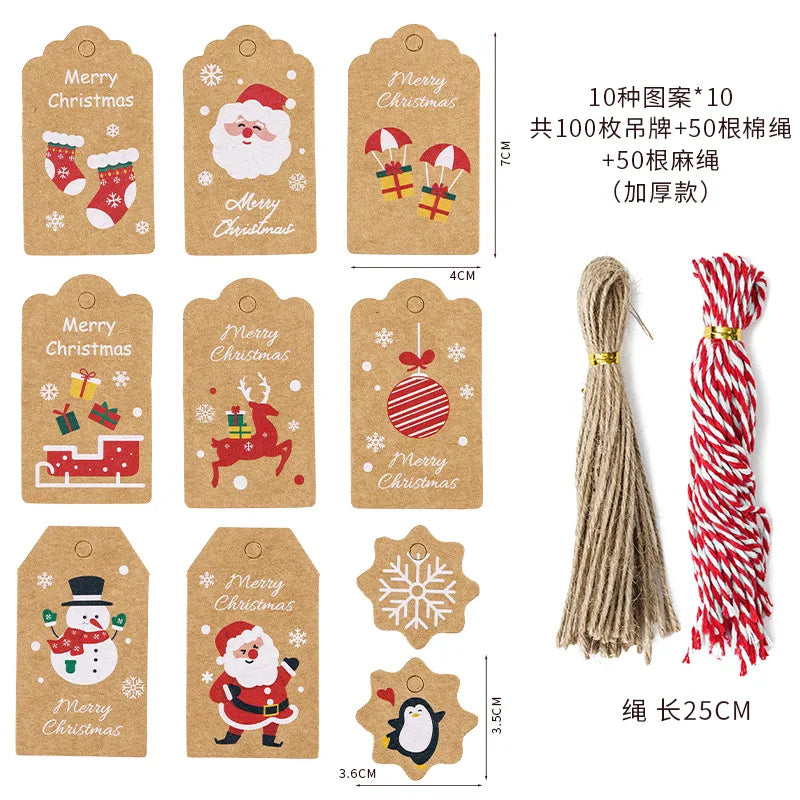 Christmas Fashion Christmas Tree Santa Claus Snowman Kraft Paper Party Hanging Ornaments