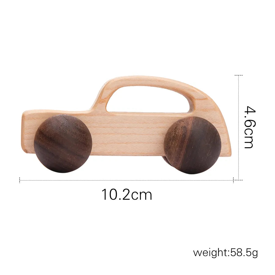 Walnut Wooden Mini Color Car Children's Early Education Educational Building Blocks Toys Baby Cart