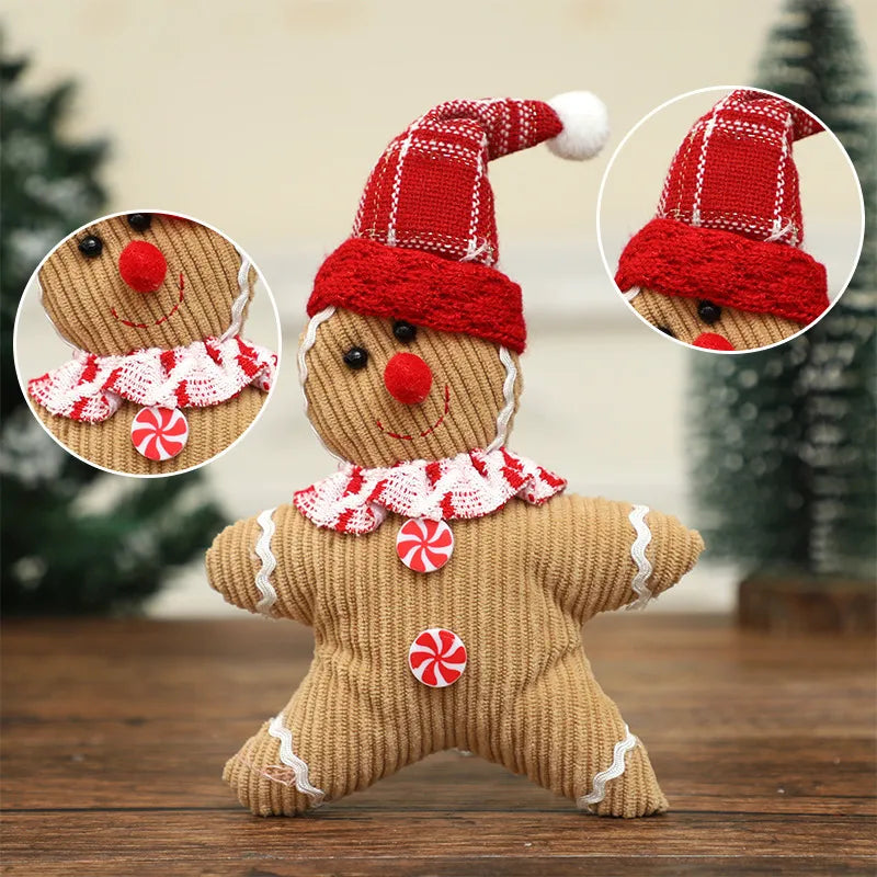 Creative Christmas Gingerbread Man Doll Pendant Holiday Cartoon Doll Decorations Christmas Tree Decoration Accessories Props