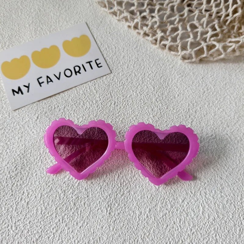 Sweet Simple Style Heart Shape UV400 Protection Resin Special-Shaped Mirror Full Frame Kids Sunglasses
