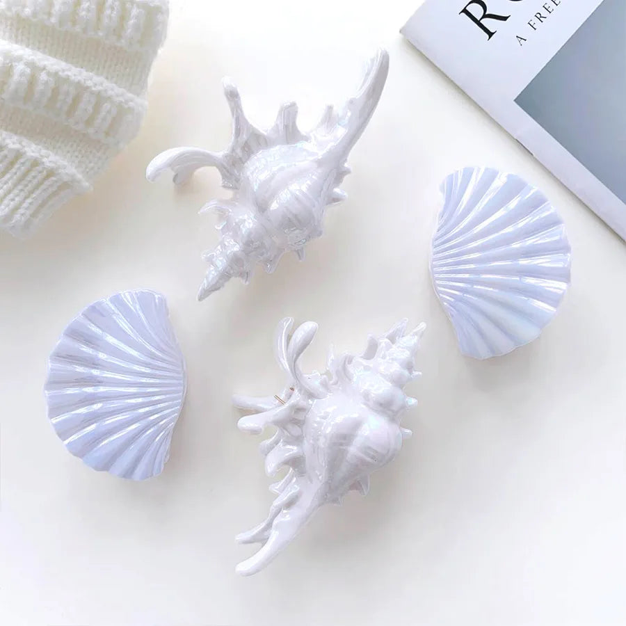Summer Beach Vacation Style Shell Shark Hair Claw Acrylic Material Holiday Headwear Women's Hair Accessories Ocean Series