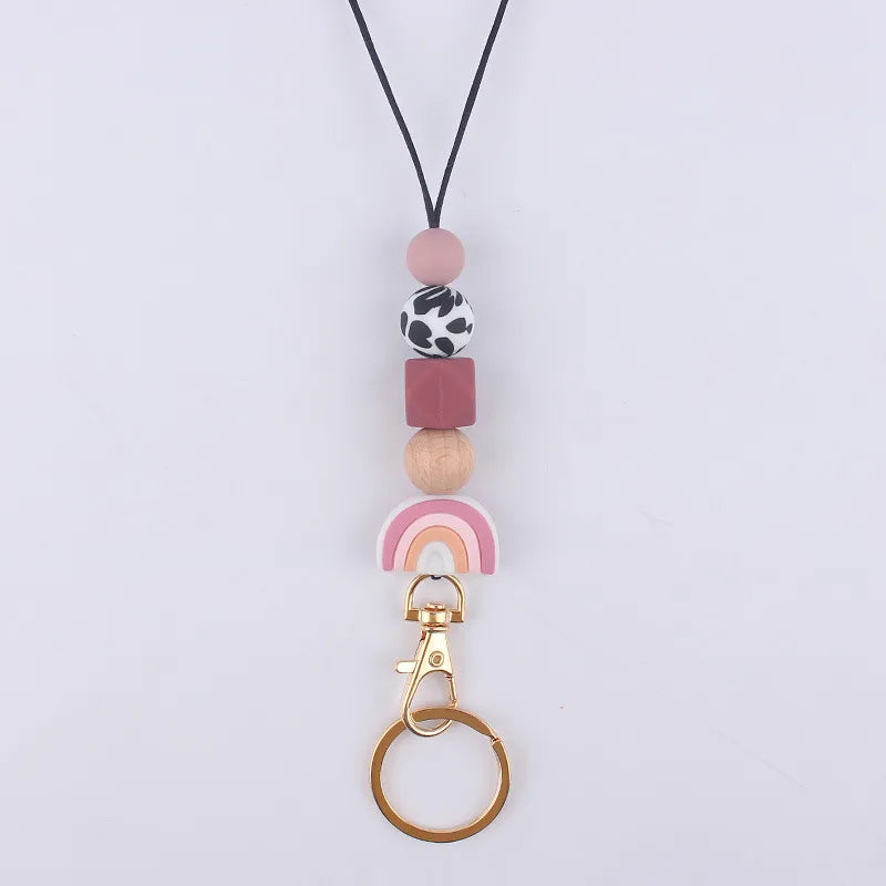 casual geometric silica gel rope keychain