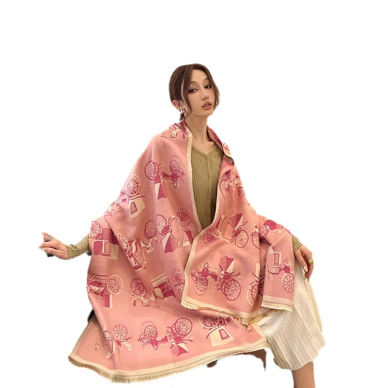 women's casual simple style carriage imitation cashmere scarf