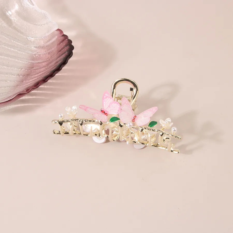 simple style New style sunflower tulip grain imitation pearl alloy inlay rhinestones hair claws