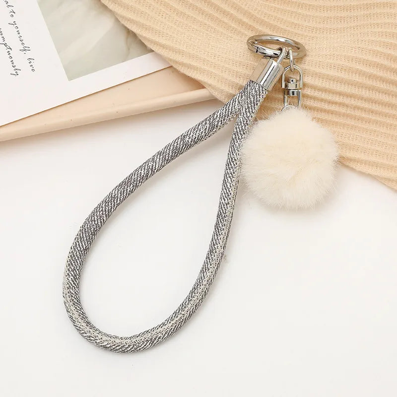 Basic Solid Color Plush Keychain
