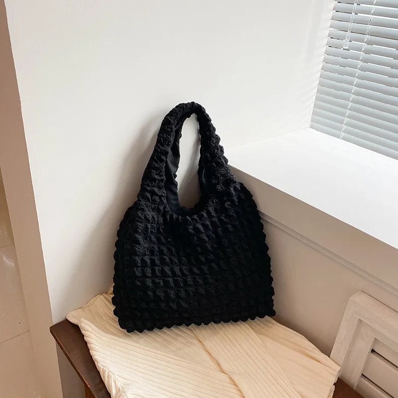 Ins Girl's Fashionable Cloud Puff Flower Shoulder Bag Women's  New Summer Canvas Minimalism Handbag