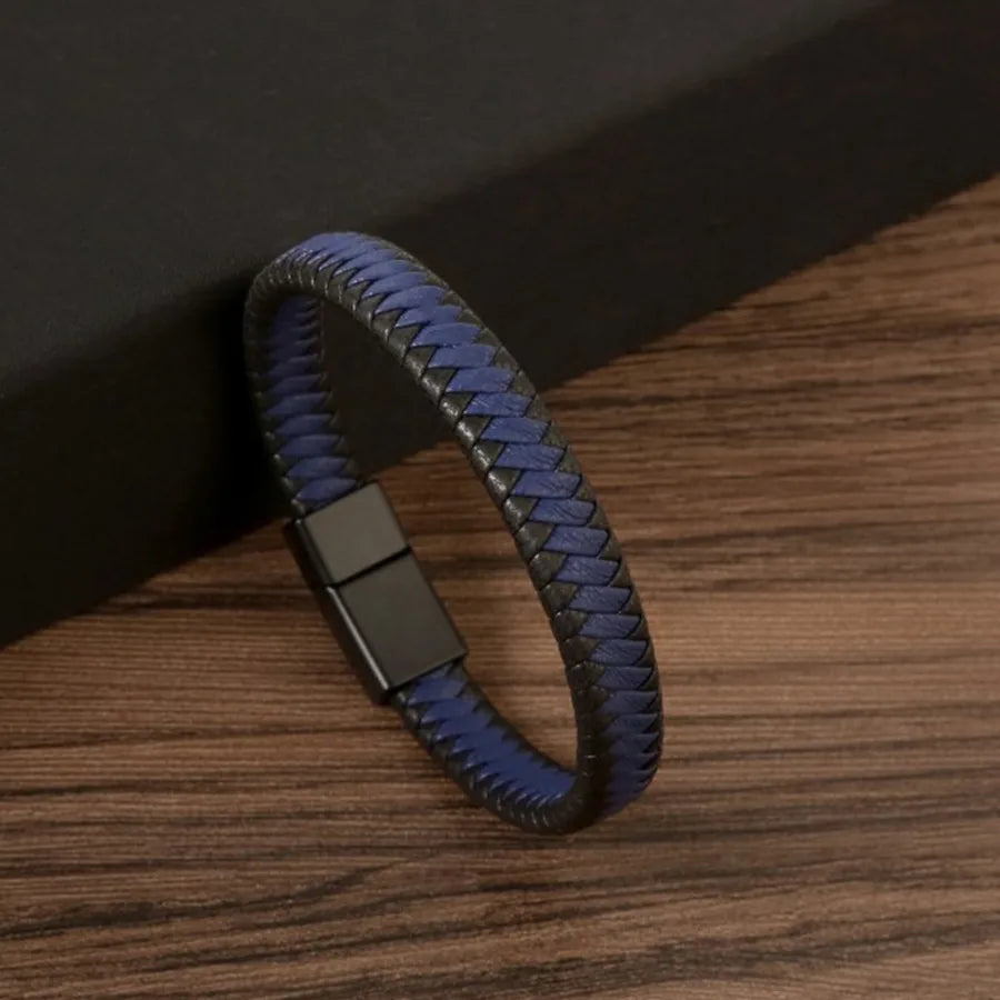 classical color block alloy handmade men's bracelets bangle