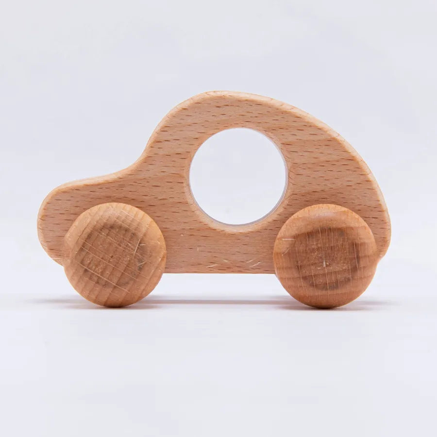 Walnut Wooden Mini Color Car Children's Early Education Educational Building Blocks Toys Baby Cart