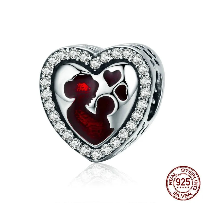 1 Piece 925 Sterling Silver Zircon Letter Heart Shape Butterfly Polished Pendant Beads Jewelry Accessories