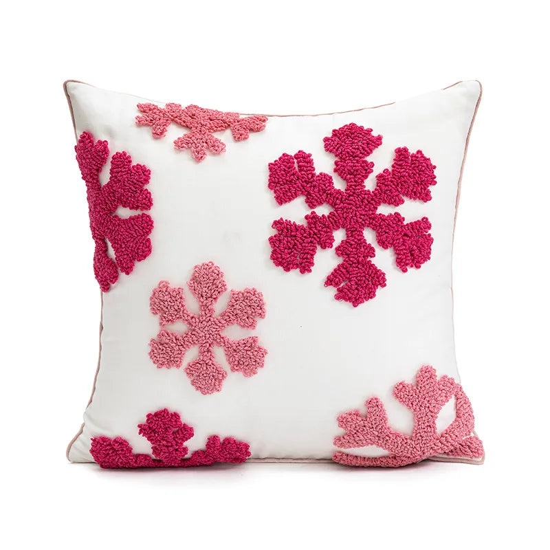 Ins Style Decorative Plush Pillow Cover Pink Embroidery Sofa Living Room Decorative Cushion Cover Festive Star Pattern
