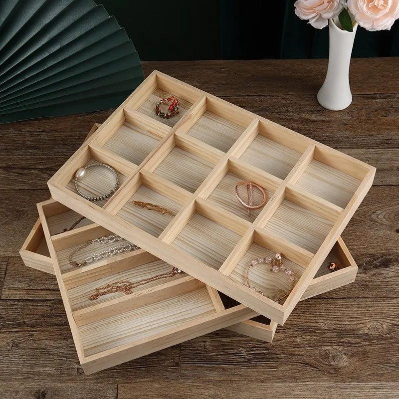 1 Piece solid wood Simple Style Square Jewelry Display