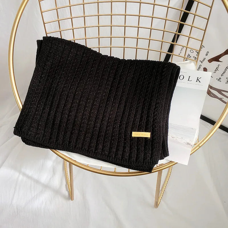 women's japanese style sweet solid color yarn scarf