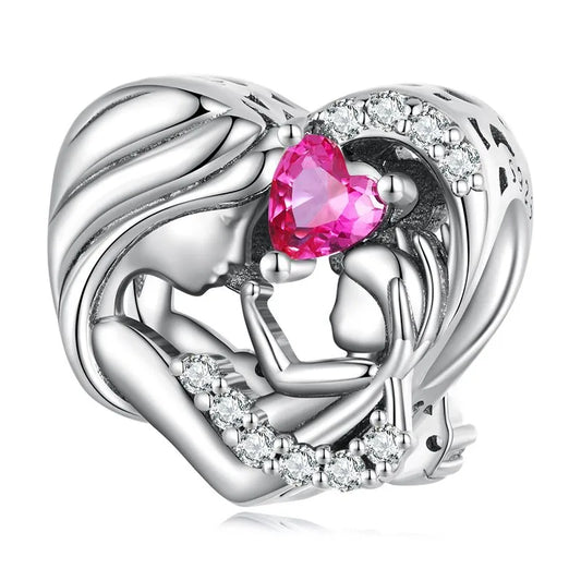 1 Piece 12*11mm Hole 4~4.9mm 925 Sterling Silver Zircon Human Heart Shape Jewelry Accessories