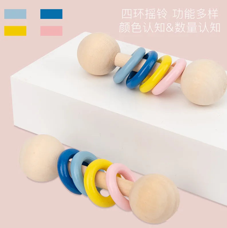 Children's eight-tone harp threading clock rainbow tower four sets of column shape plate twist insect baby educational toys wholesale
