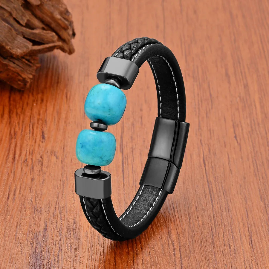 Vintage Style Ethnic Style Round Leather rope Metal Men's Bracelets