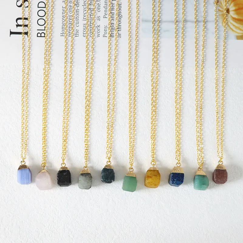 Sweet Geometric Alloy natural stone Pendant Necklace In Bulk