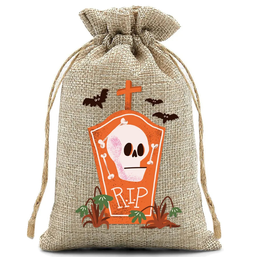 Halloween Linen Bag Easter Linen Bag Children Party Candy Storage Bag Festival Celebration Supplies Party Printing Material