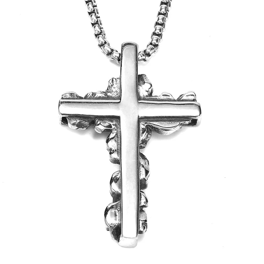 Retro Punk Cross Axe Alloy Titanium Steel Iron Plating Men's Pendant Necklace Men Pendant Necklaces