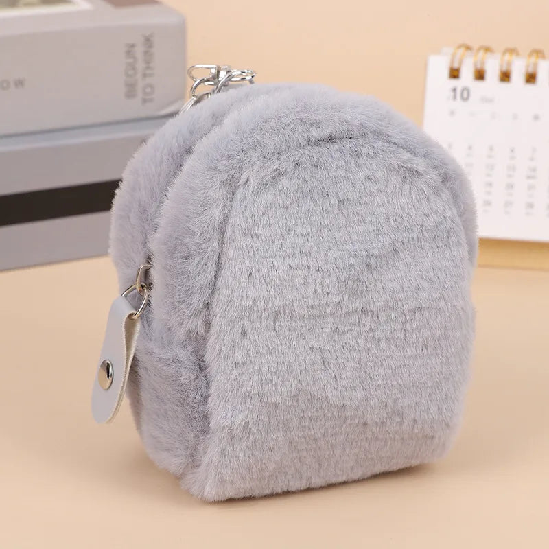 simple style solid color plush women's bag pendant keychain
