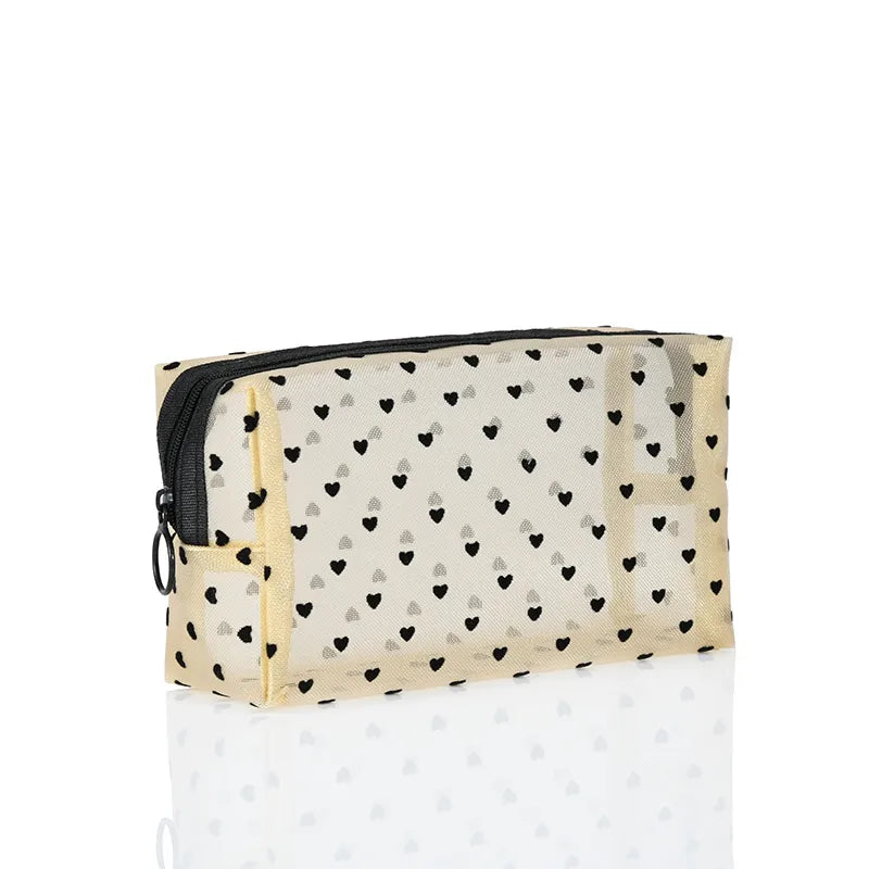 women's small all seasons nylon heart shape fashion square zipper cosmetic bag