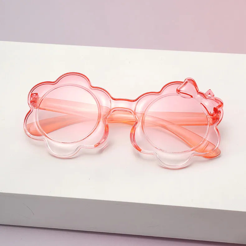 One-Piece Colorful Kidsren's Sunglasses Round Frame Kidsren's Bow Glasses Sun Protection Baby Sunflower Sunglasses