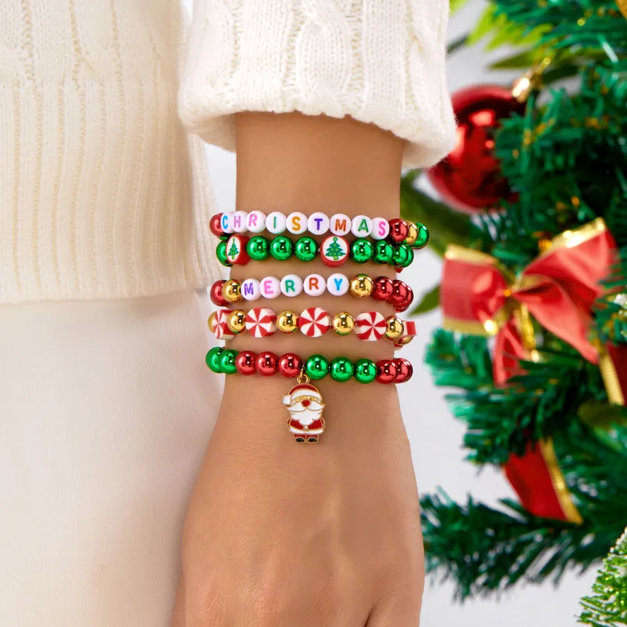 Christmas Combination Bracelets Versatile Soft Clay Santa Claus Bracelet Set  Style Alloy And Clay Deer And Snowflake Design For Women
