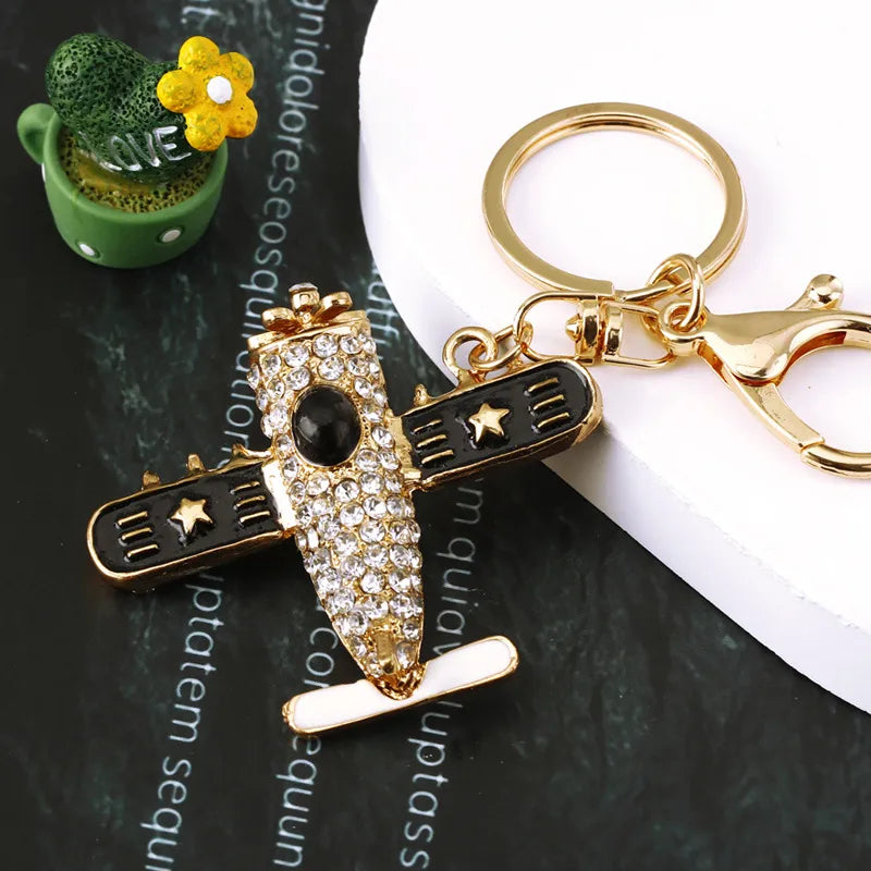 cute car metal diamond women's bag pendant keychain